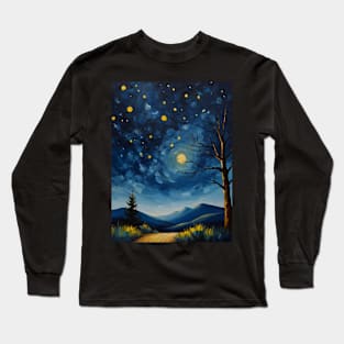 Starry night moon Long Sleeve T-Shirt